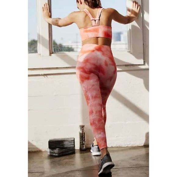 FREE PEOPLE GOOD KARMA 7/8 HIGH RISE TIE DYE CHERRY BOMB LEGGINGS SET XS/S NWOT - Picture 9 of 9